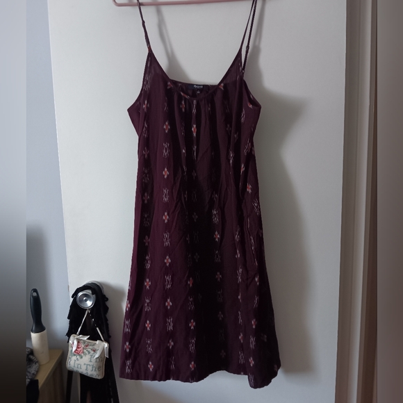 MADEWELL Burgundy Indian Cotton Patterned Slip Dress L - Picture 1 of 3